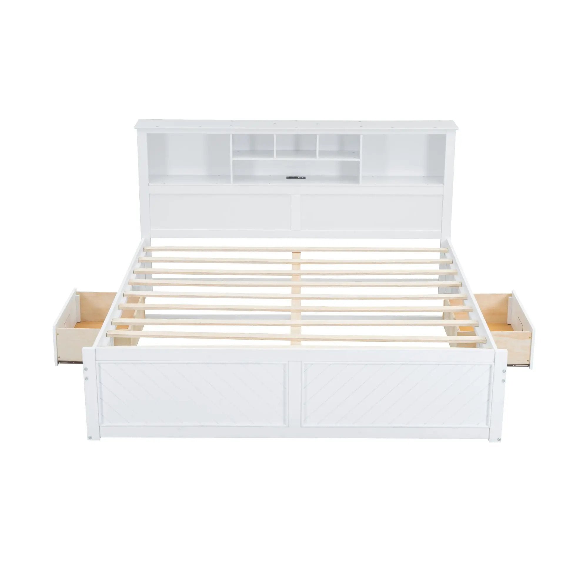 Platform Bed With Multi Storage Headboard, USB And Drawers by Unique Piece Furniture