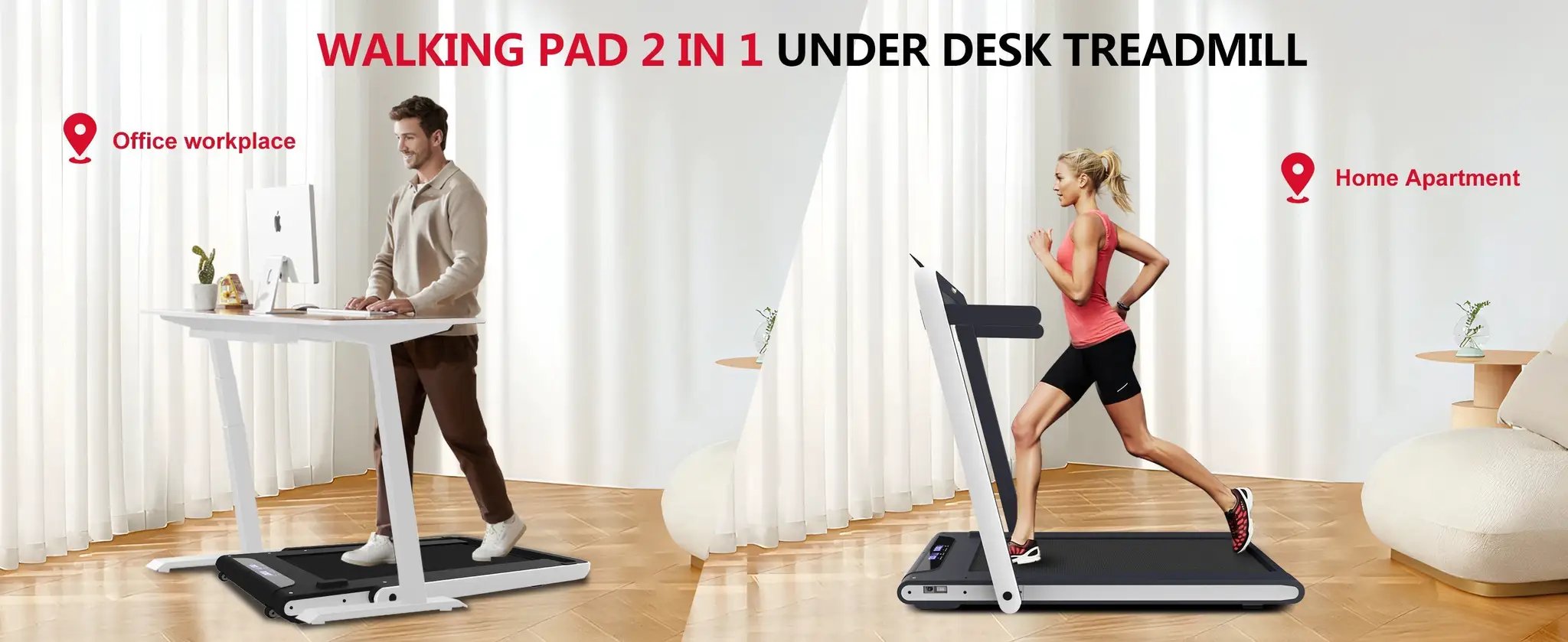 2 in 1 Under Desk Treadmill 2.5HP Folding Electric Machine by HouseOfZazla