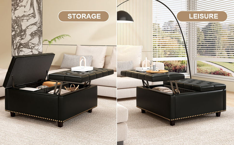 Large Square Storage Ottoman With 2 Storage Doors by HouseOfZazla
