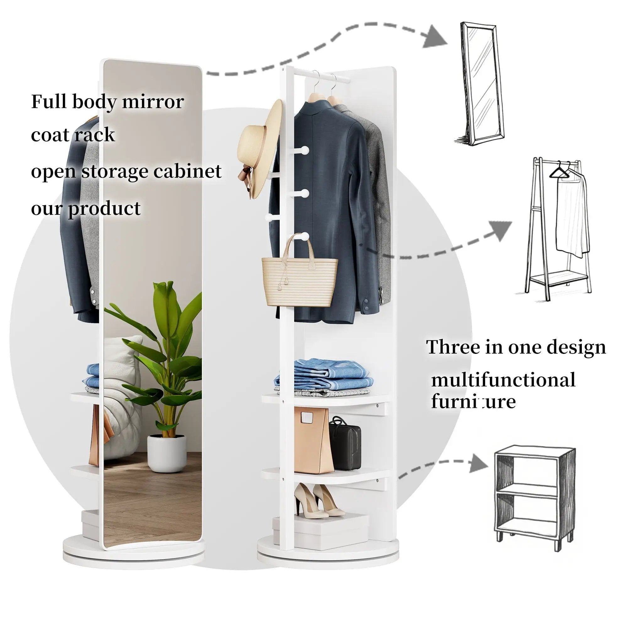 3 In 1 Multifunctional Full-Length Clothing Mirror by HouseOfZazla