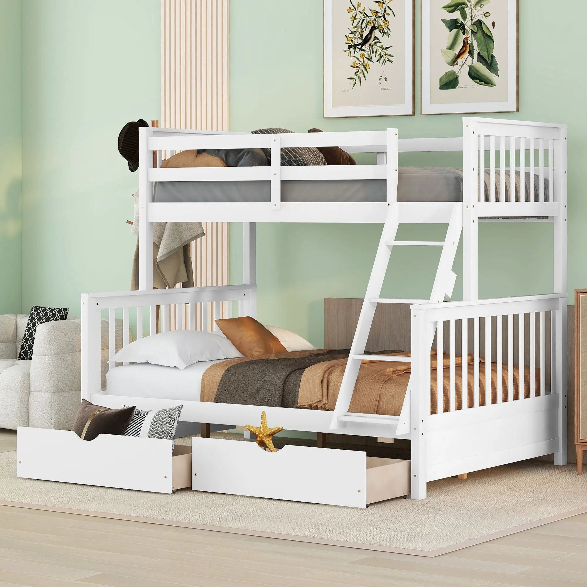 Bunk Bed With Ladders And 2 Storage Drawers by Unique Piece Furniture