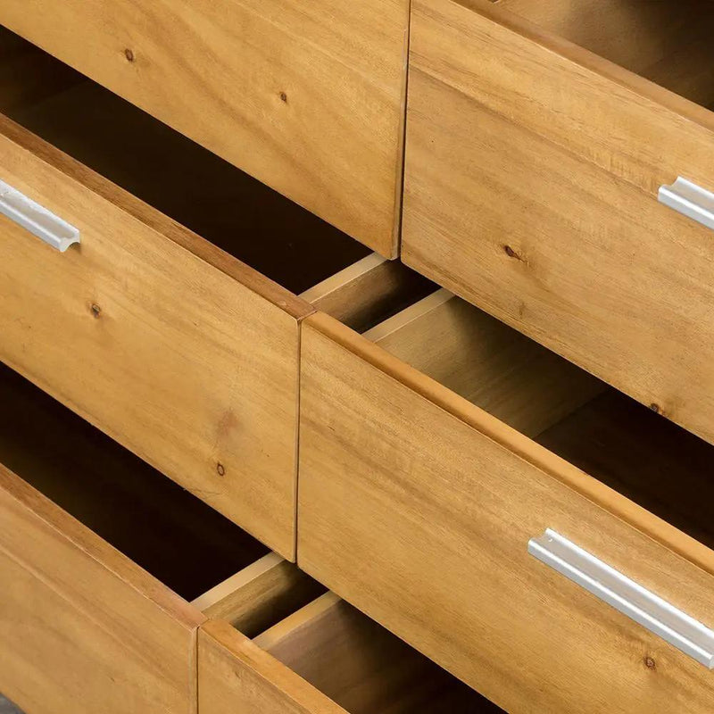6 Drawer Dresser - Natural Wood / Brown by HouseOfZazla