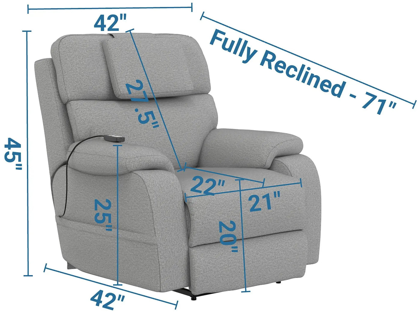 Dreamtime - Power Headrest Power Lay Flat Recliner With CR3 Heat/Massage/Zero Gravity by Unique Piece Furniture