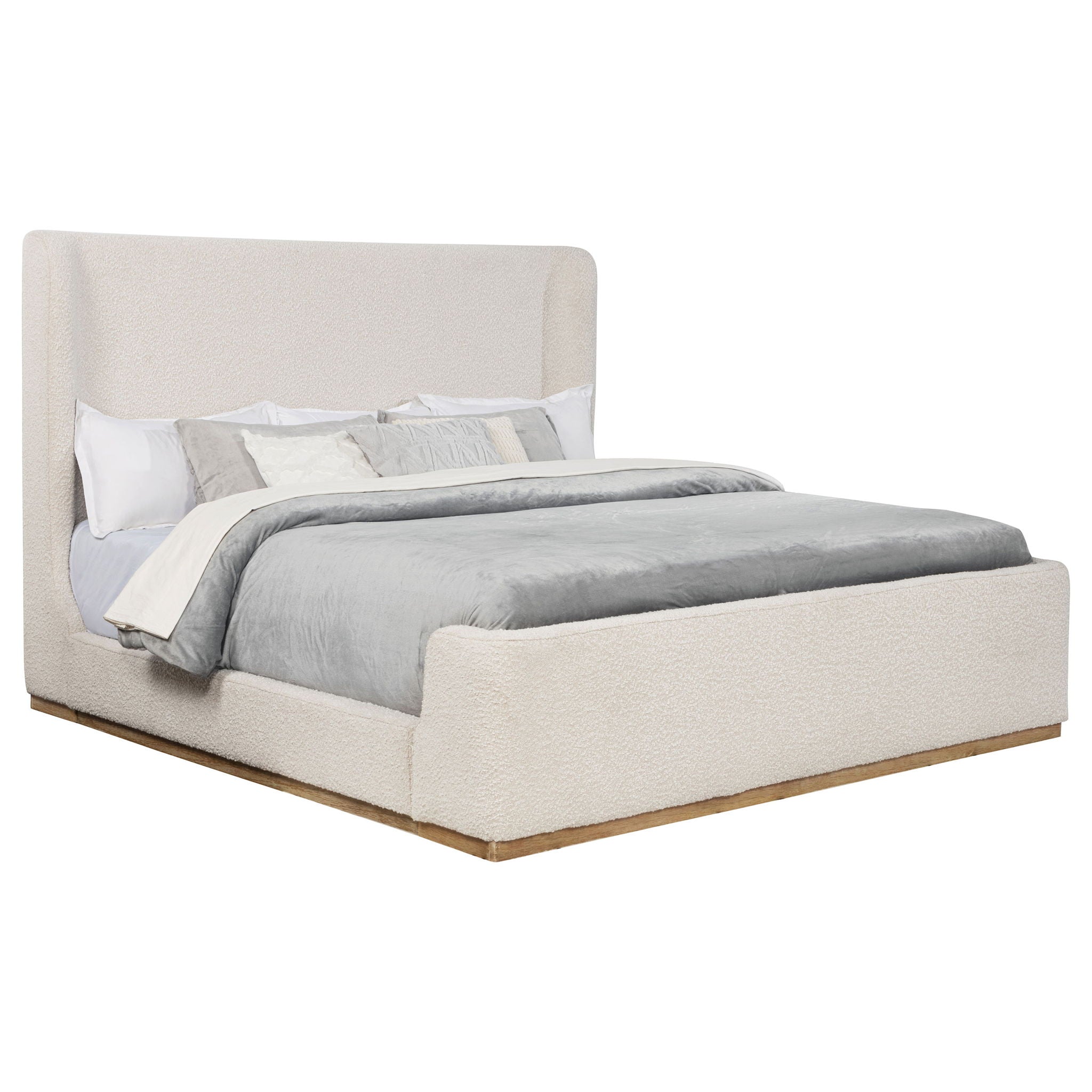 Kensington - Eastern King Sleigh Bed With Tall Wingback Headboard - Cream by HouseOfZazla