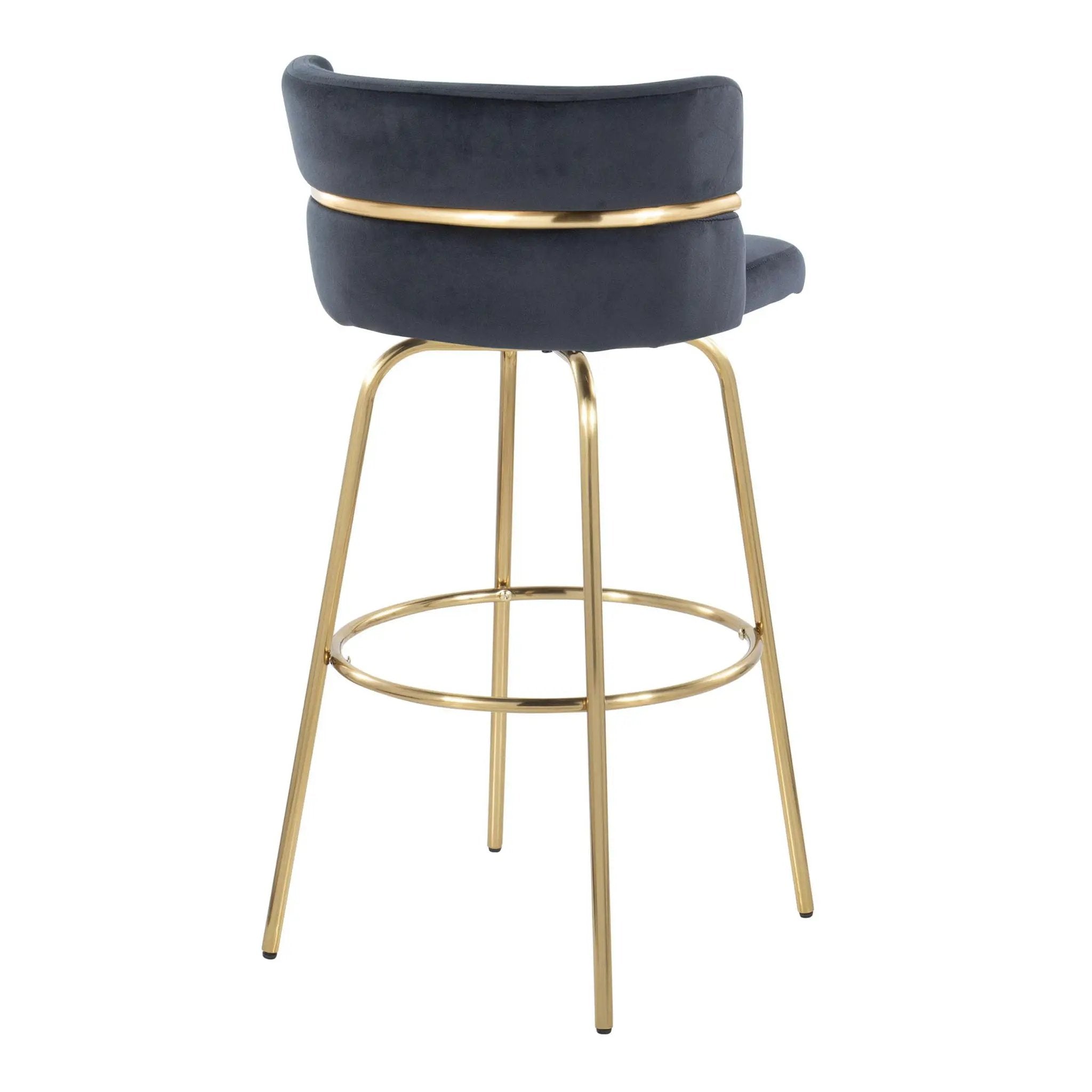 Cinch - Glam / Art Deco Fixed Height Barstool With Swivel With Round Footrest (Set of 2) by Unique Piece Furniture