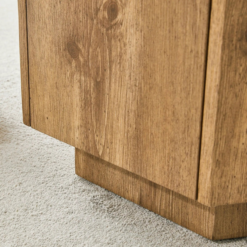 Hexagonal Coffee Table With Drawers - Wood
