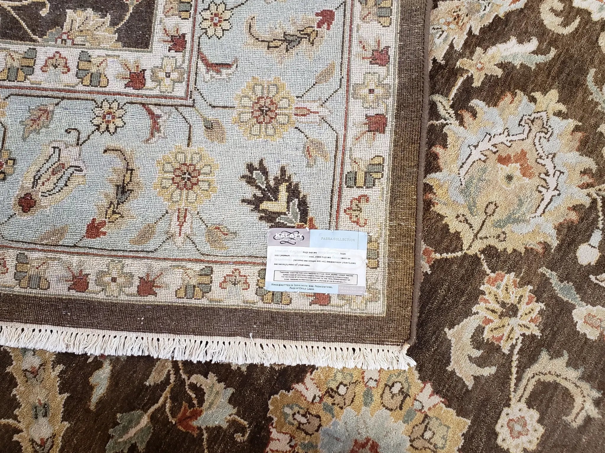 9x12 Vintage Handmade Wool Rug Carpet Indo Mahal Oushak Nice Brown Blue by Jewel Rugs