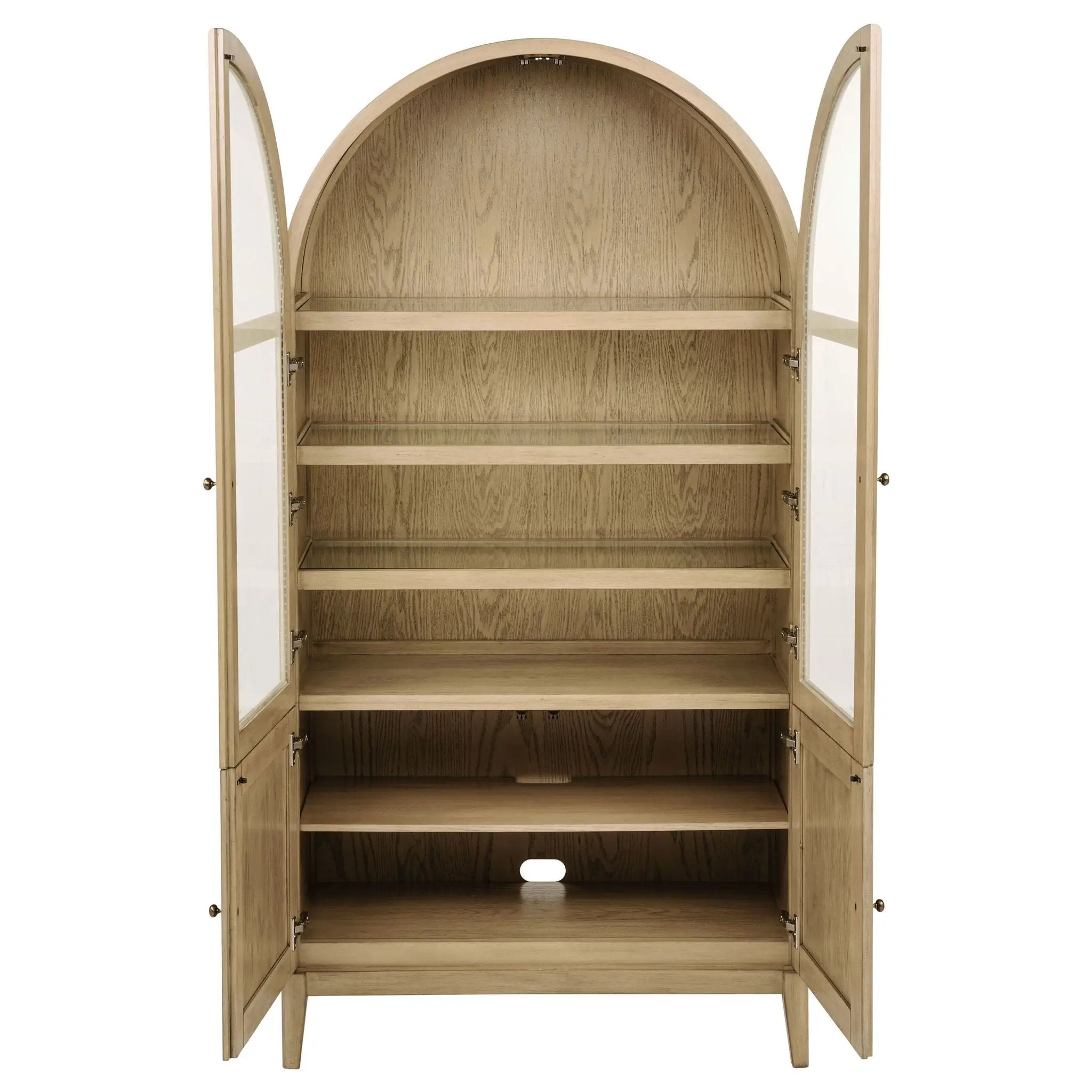 Kailani 4-Door Cane Dining Vitrine Display Cabinet Beige Oak by Unique Piece Furniture