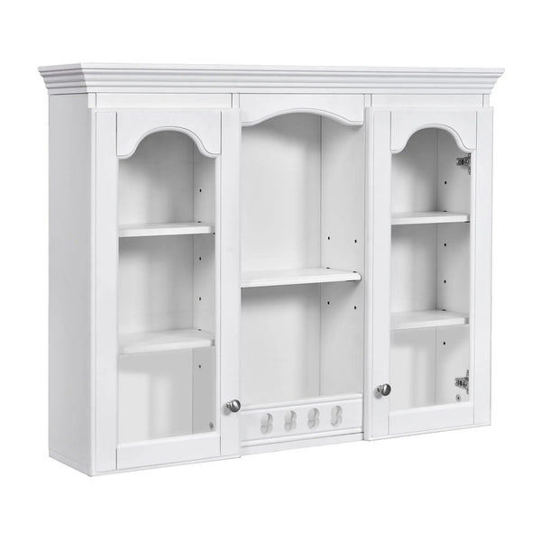 Wall-Mounted Medicine Cabinet With 2 Glass Doors, Adjustable Shelves - White