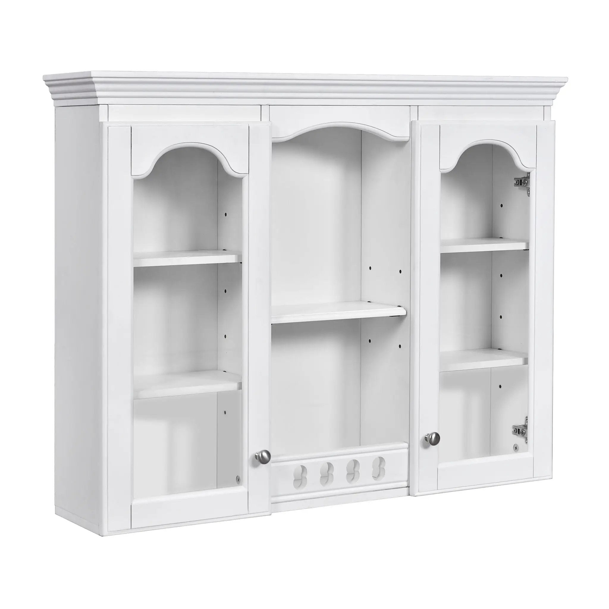 Wall-Mounted Medicine Cabinet With 2 Glass Doors, Adjustable Shelves - White by HouseOfZazla