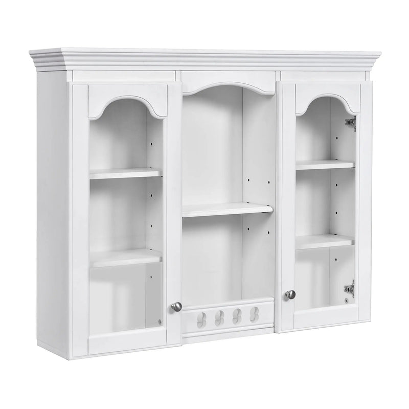 Wall-Mounted Medicine Cabinet With 2 Glass Doors, Adjustable Shelves - White by Unique Piece Furniture