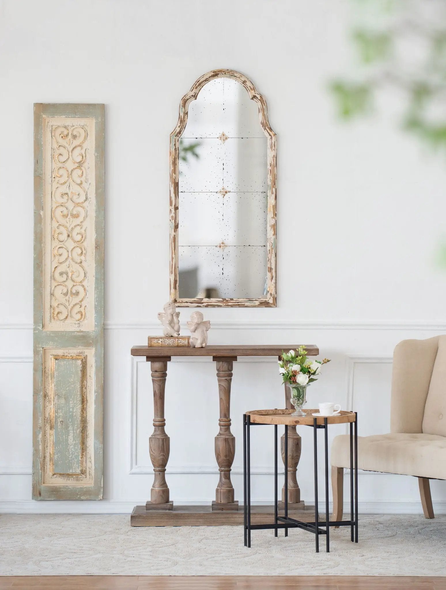 Large Wooden Rectangle Hanging Panel Decorative Wall Sculpture, Carved Wall Art - Beige by Unique Piece Furniture