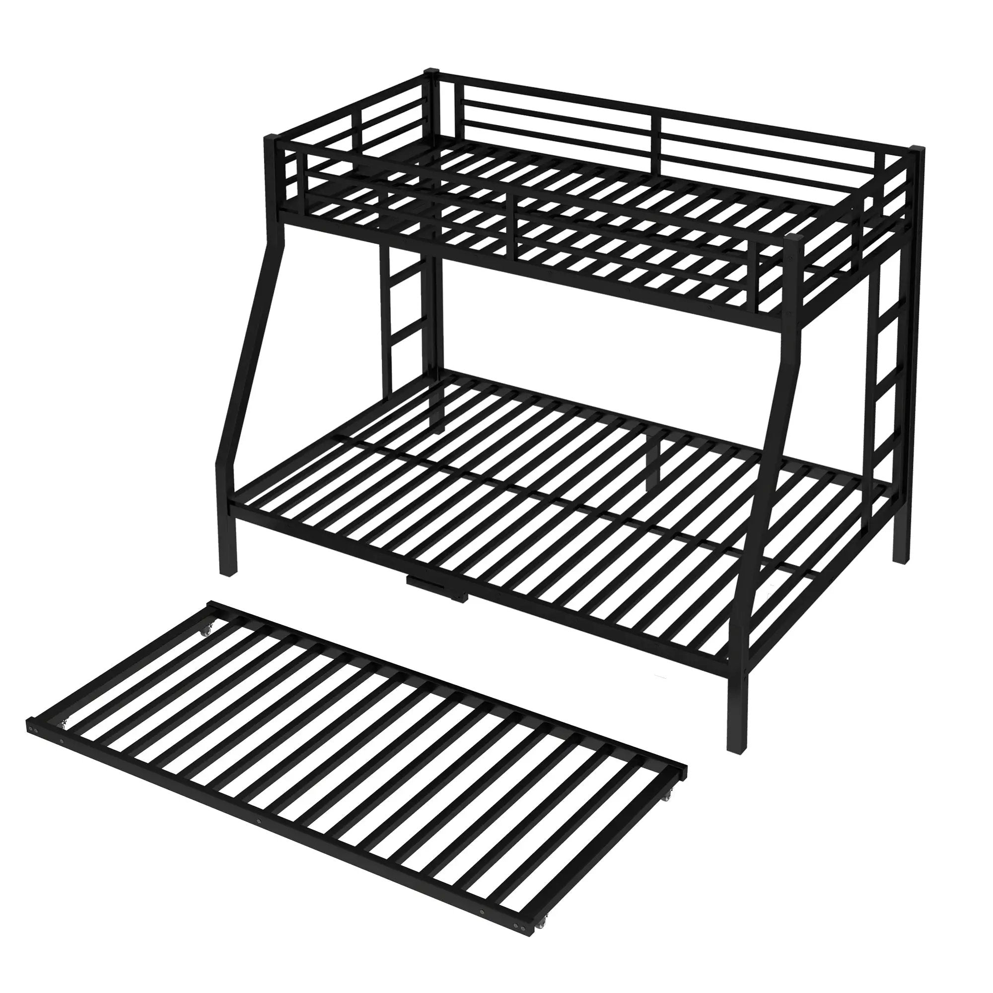 Twin Over Full Metal Bunk Bed with Twin Size Trundle by HouseOfZazla