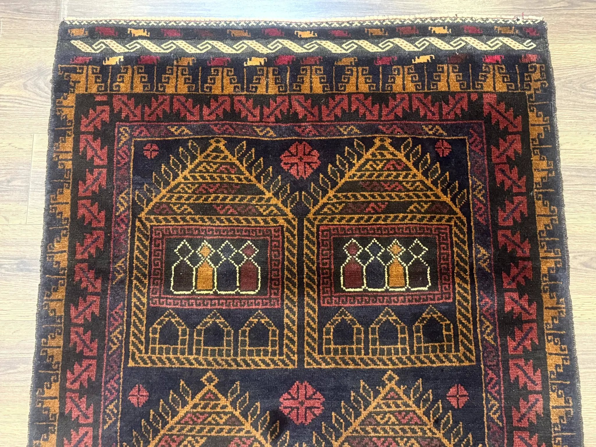 Afghan Rug 3x7, Navy Blue, Tribal Rug, Balouch Carpet, New by Jewel Rugs