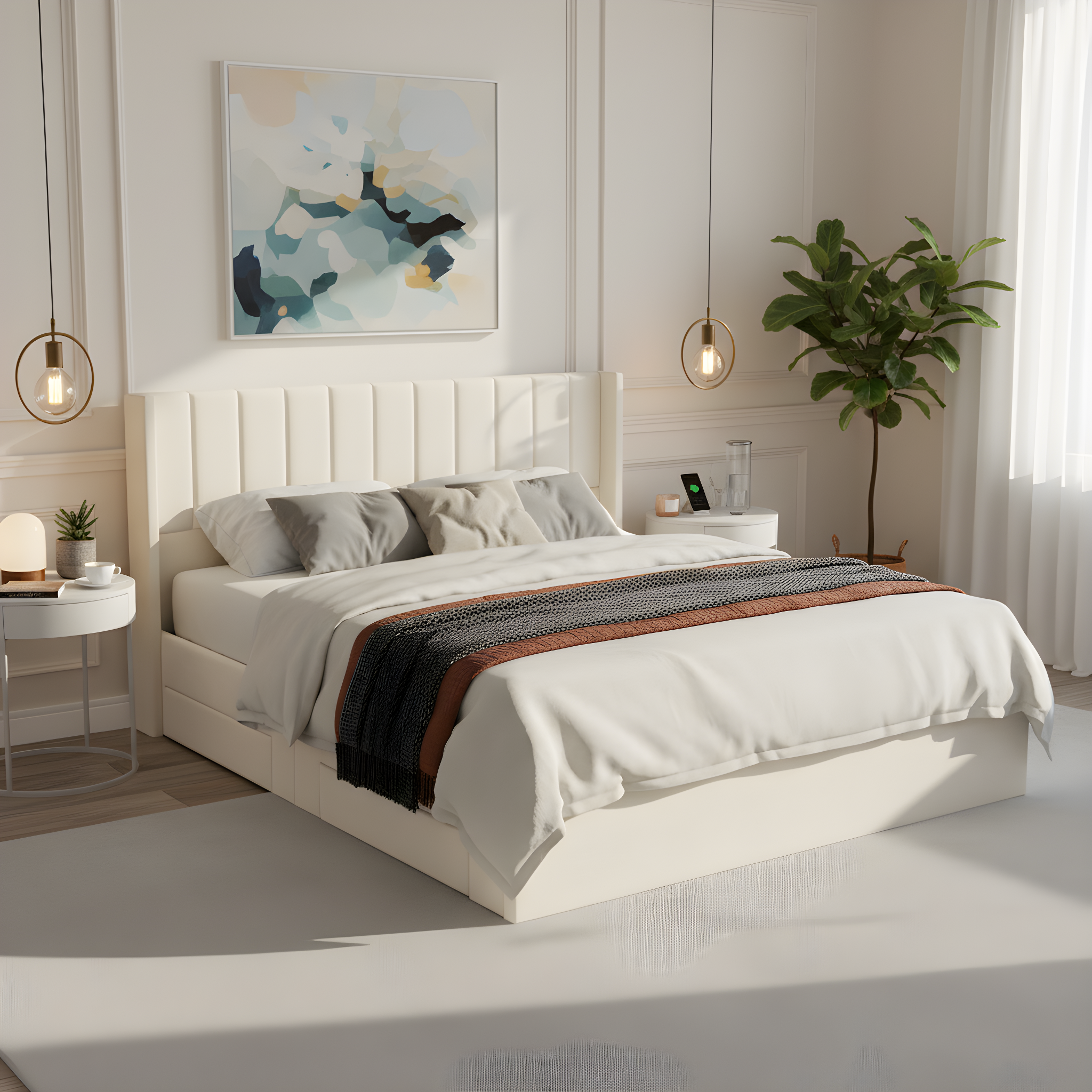 Large-Capacity Upholstered Storage Bed with Drawers by HouseOfZazla