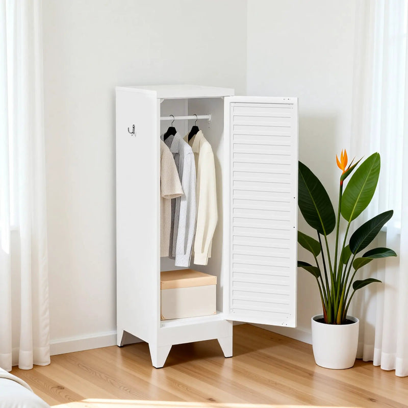 47.2" Narrow Metal Storage Closet with Louvered Door by HouseOfZazla
