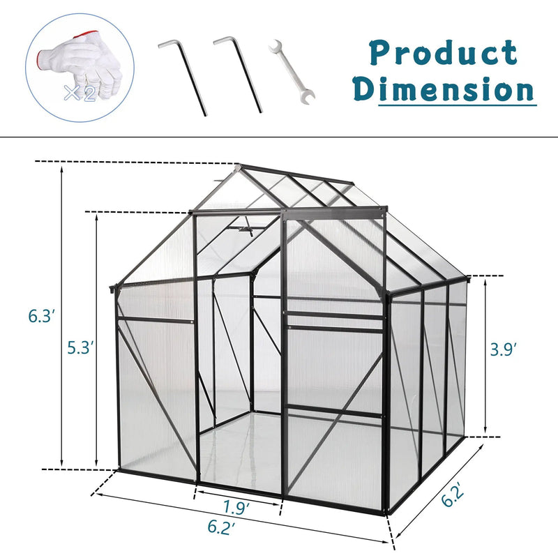 Polycarbonate house Raised Base And Anchor Aluminum Heavy Duty Walk-In houses For Outdoor Backyard In All Season by HouseOfZazla