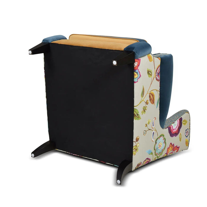 Anya - Boho Chic Wingback Accent Arm Chair - Floral / Leopard / Blue Teal / Yellow Gold by HouseOfZazla