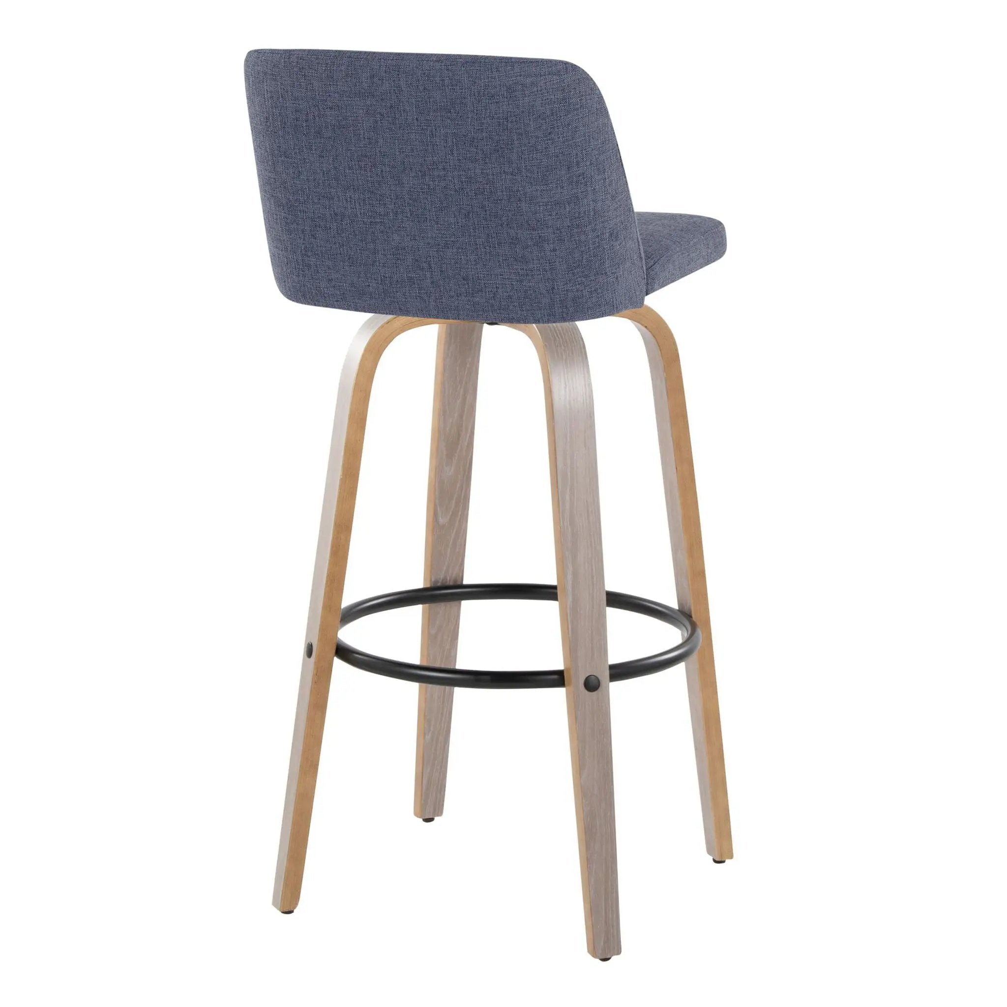 Toriano - Fixed Height Contemporary Barstool With Swivel With Round Footrest (Set of 2) by HouseOfZazla
