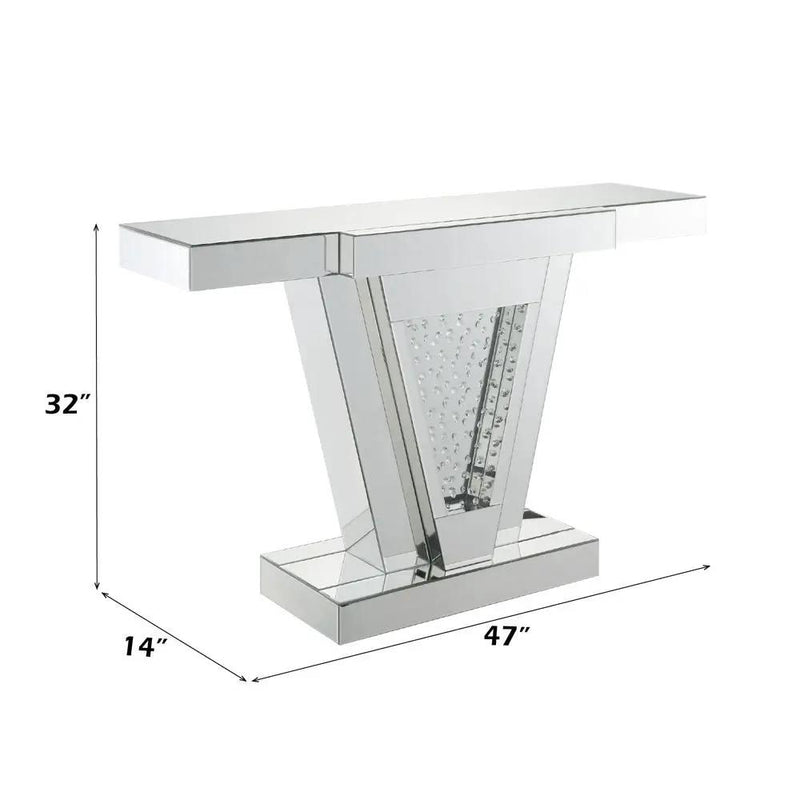 Nysa - 32"H Console Table - Mirrored & Faux Crystals by Unique Piece Furniture
