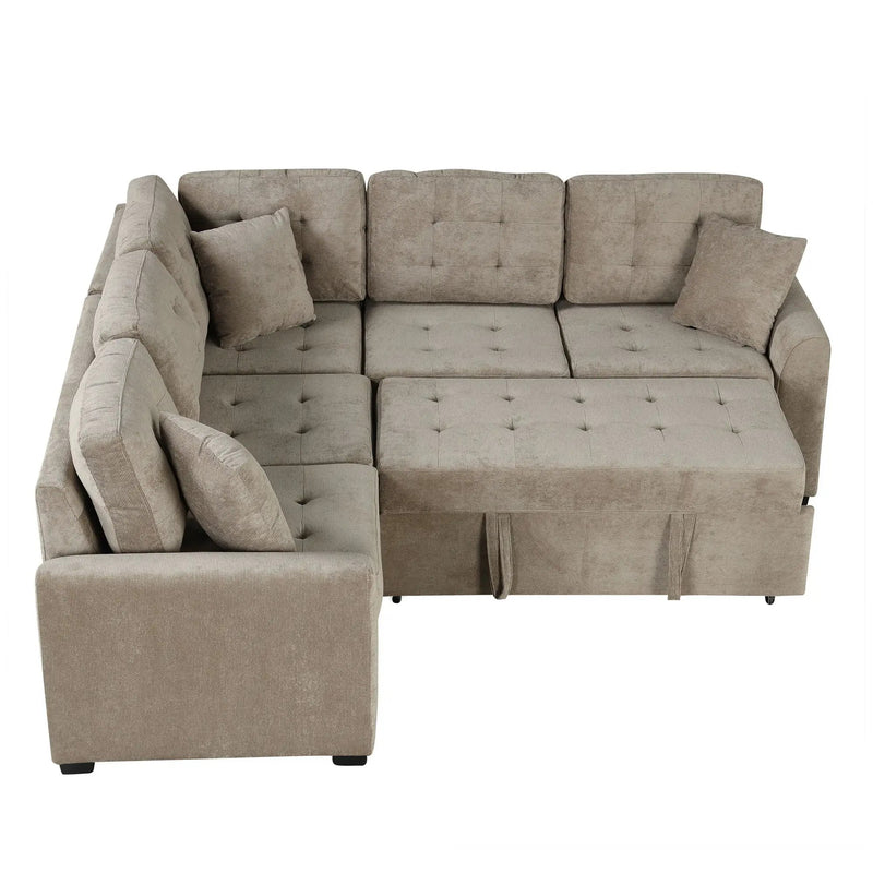 L-Shape Sofa Bed Pull-Out Sleeper Sofa With Wheels, USB Ports, Power Sockets For Living Room by HouseOfZazla