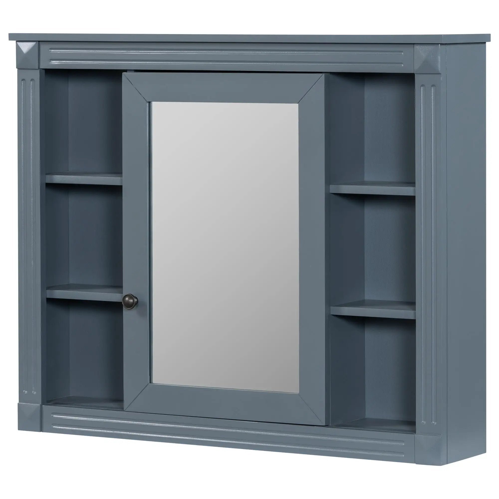 Wall Mounted Bathroom Storage Cabinet With Mirror, Cabinet With 6 Open Shelves And Adjustable Interior by Unique Piece Furniture