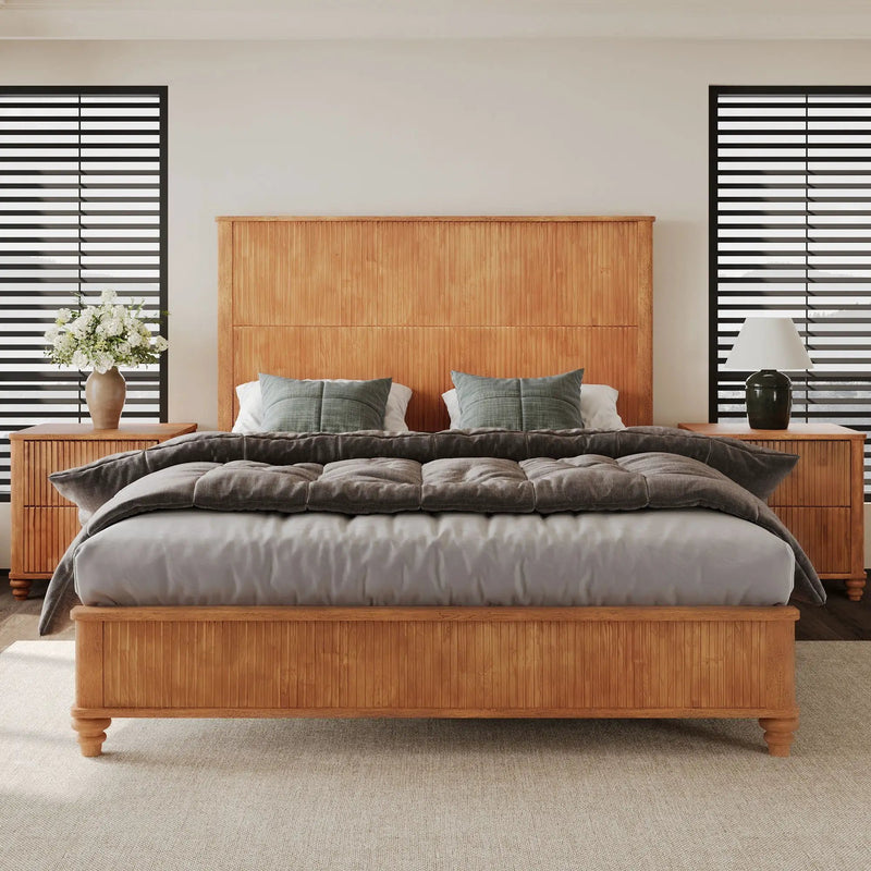 Platform Bed Frame & Tall Headboard by HouseOfZazla