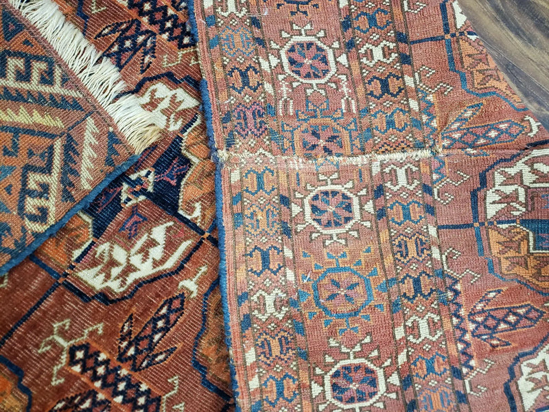 4x7 Antique Yamud Rug Russian Rug Turkoman Rug Fine Weave Rug by Jewel Rugs