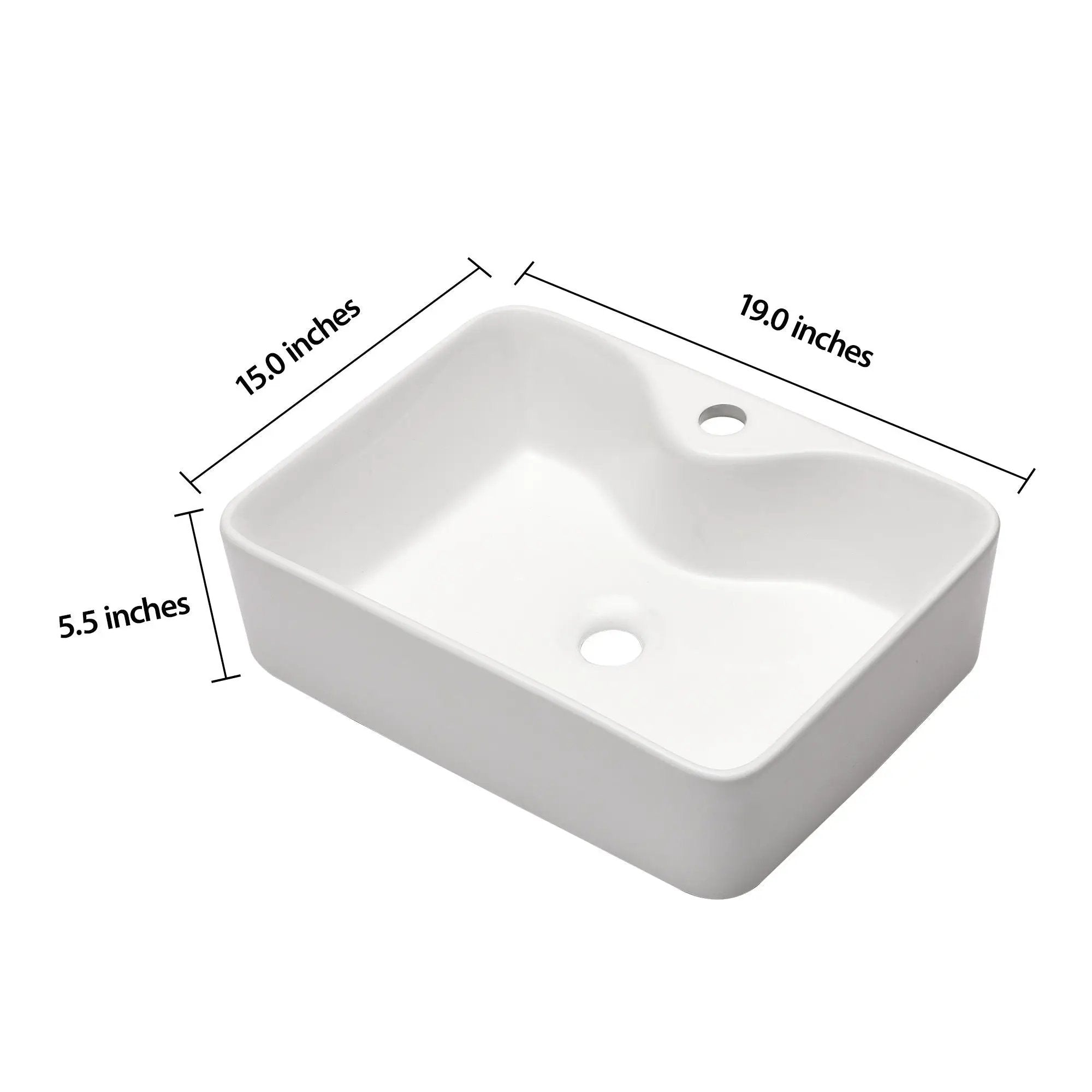 Modern Ceramic Rectangular Vessel Bathroom Sink With Sleek Design by HouseOfZazla