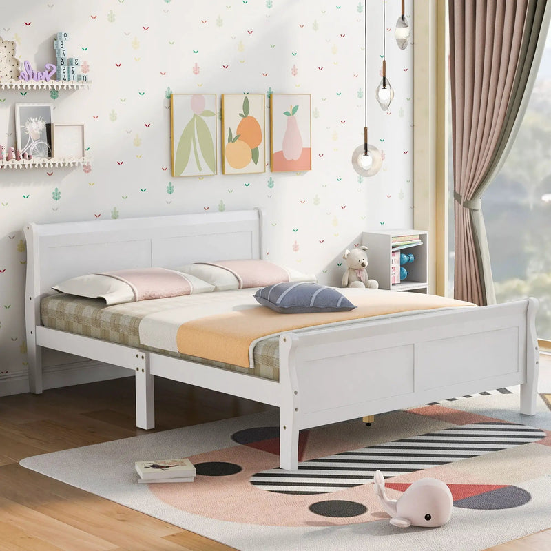 Platform Bed Frame Mattress Foundation Sleigh Bed With Headboard / Footboard / Wood Slat Suppor by HouseOfZazla