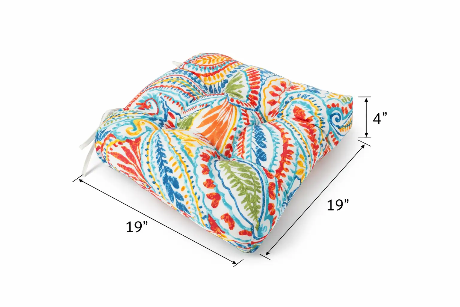 Outdoor Chair Cushions Set of 2, 19 x 19 x 4 Inch Tufted Seat Cushions by HouseOfZazla