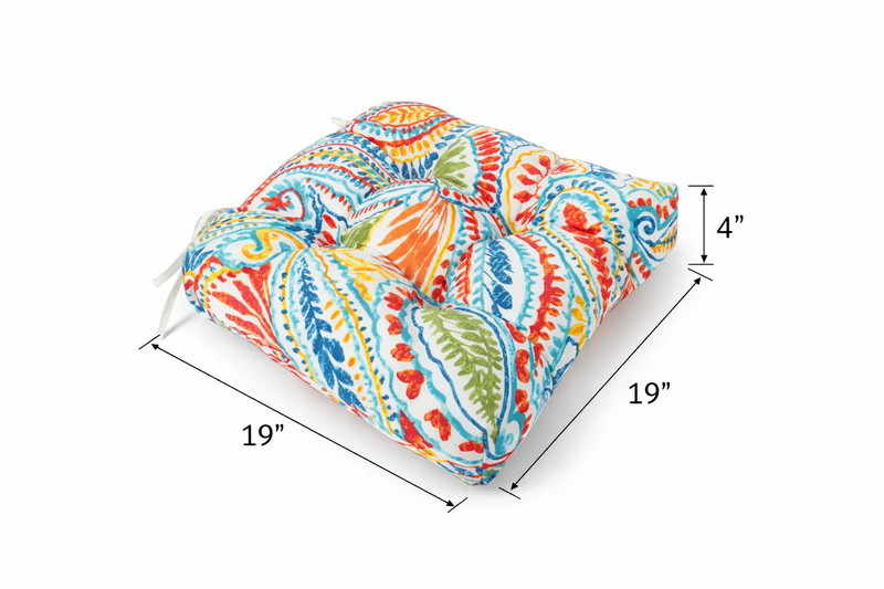Outdoor Chair Cushions Set of 2, 19 x 19 x 4 Inch Tufted Seat Cushions by HouseOfZazla