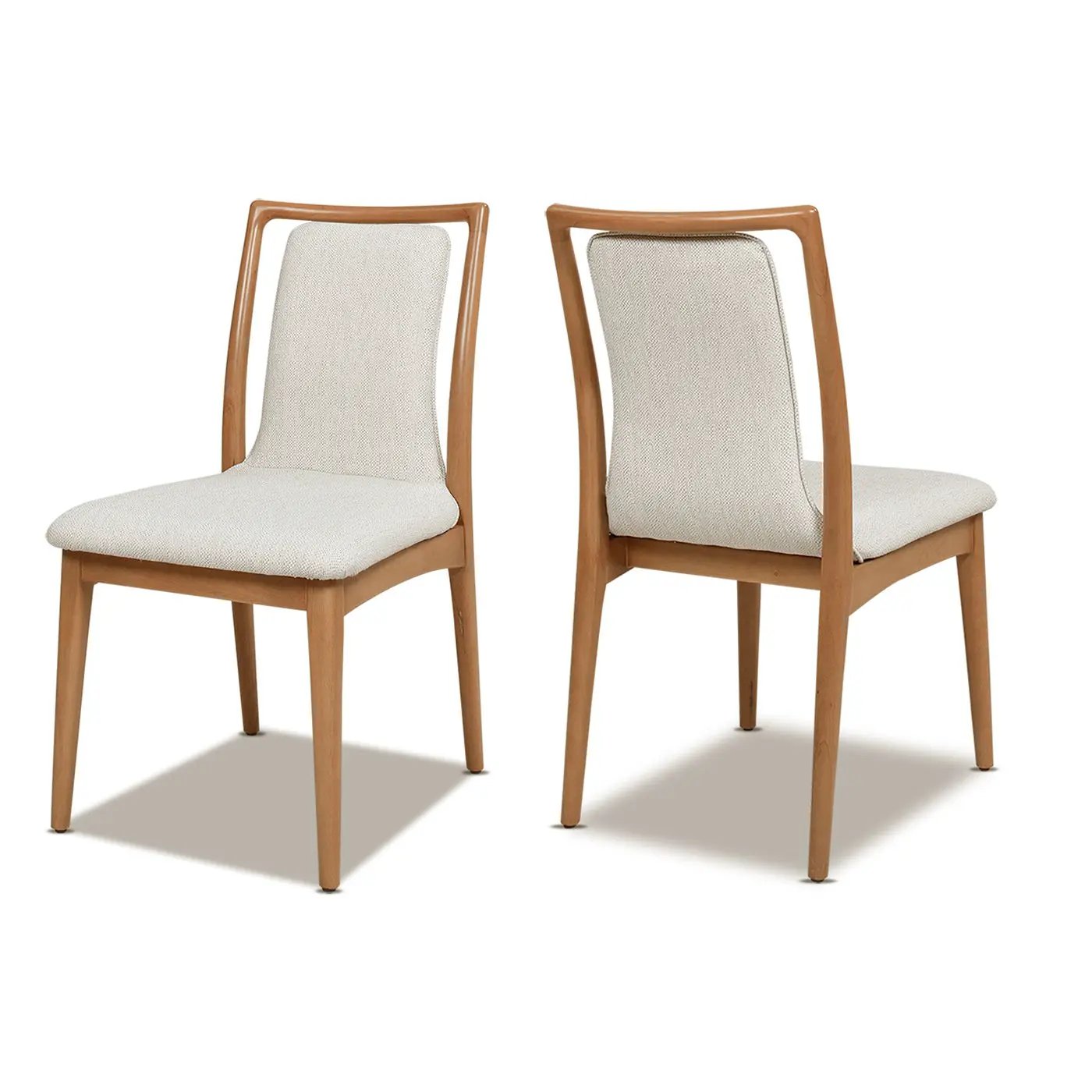 Scandi - Upholstered Dining Chair, Stain Resistant High (Set of 2) - Natural Light Brown / White Pepper by HouseOfZazla