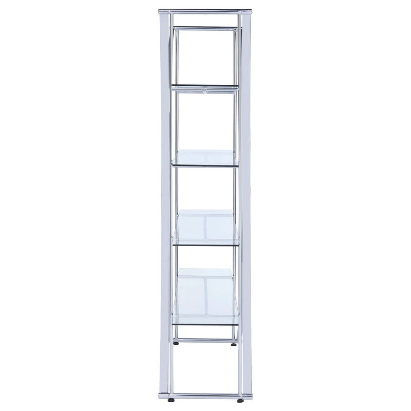 Larson 73-inch 4-shelf Glass Bookshelf Chrome by Unique Piece Furniture