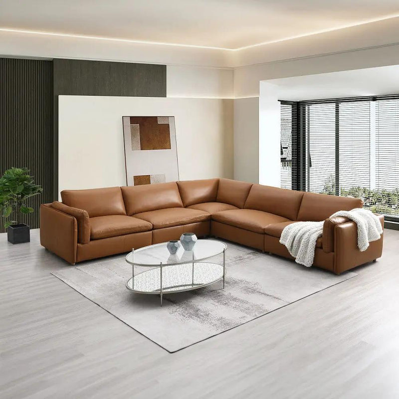 Brighton - Modular Wedge - Brown Top Grain Leather by Unique Piece Furniture