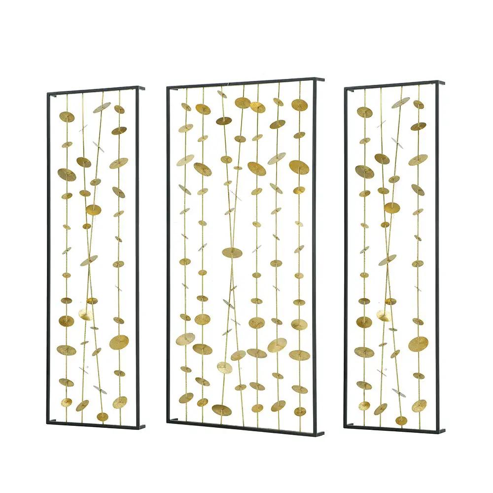 Metal Decorative Wall Art With Frame, Wall Decor For Living Room (Set of 3) - Gold by Unique Piece Furniture