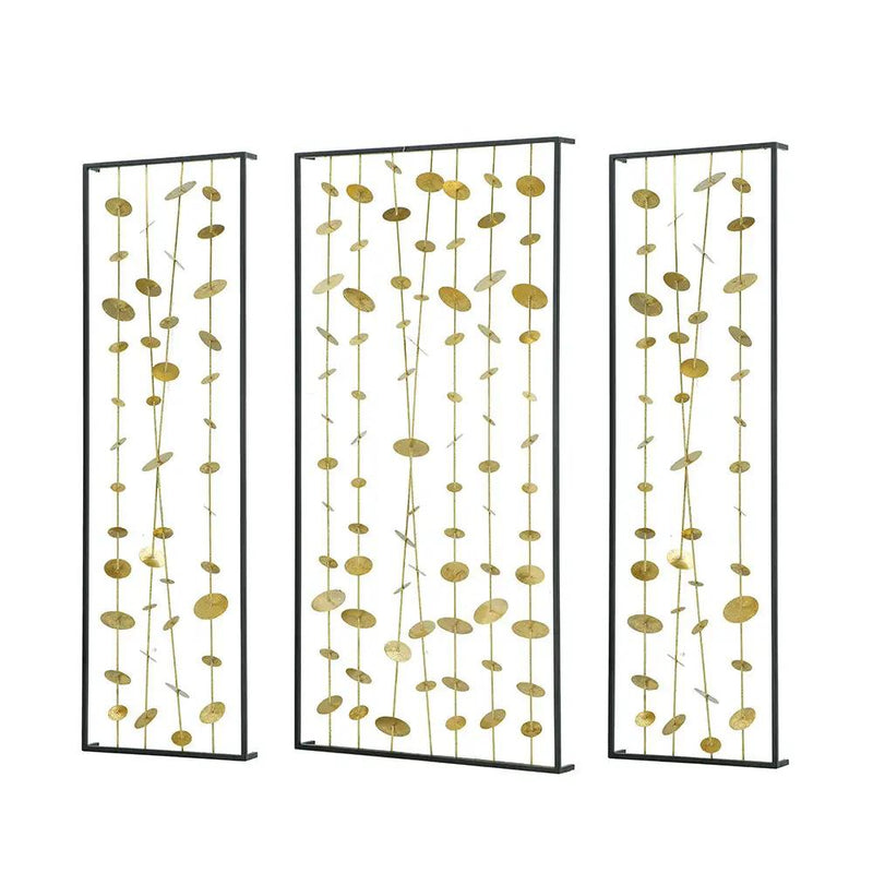 Metal Decorative Wall Art With Frame, Wall Decor For Living Room (Set of 3) - Gold by Unique Piece Furniture