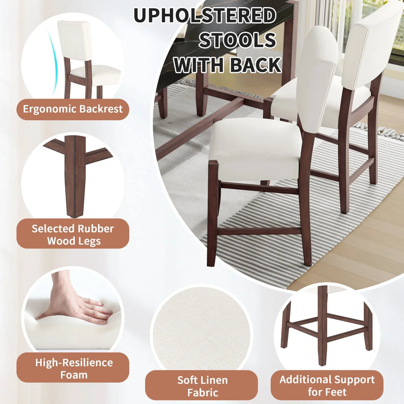 5 Piece Counter Height Dining Set, Bar Table With 4 Upholstered Chairs by Unique Piece Furniture