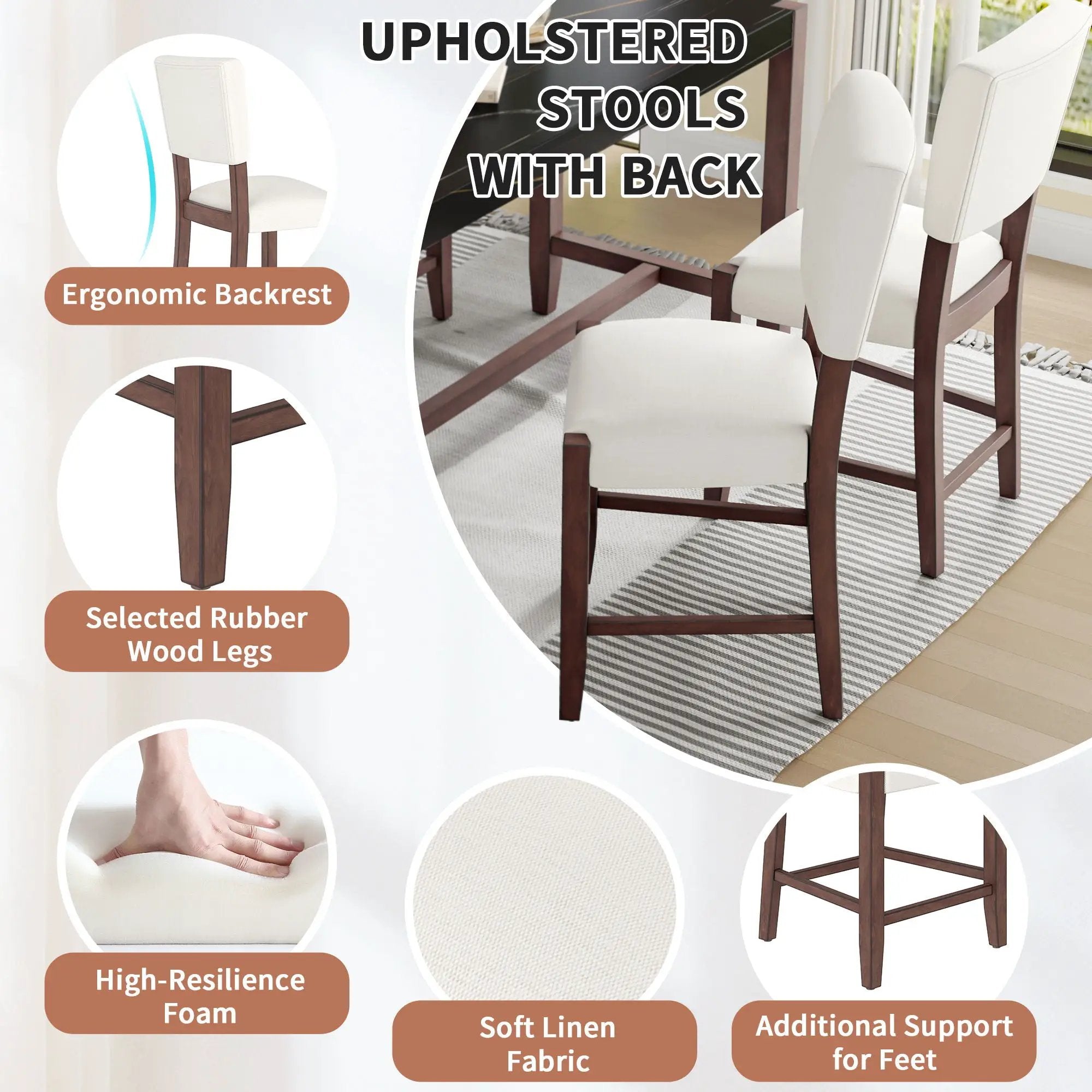 5 Piece Counter Height Dining Set, Bar Table With 4 Upholstered Chairs by HouseOfZazla