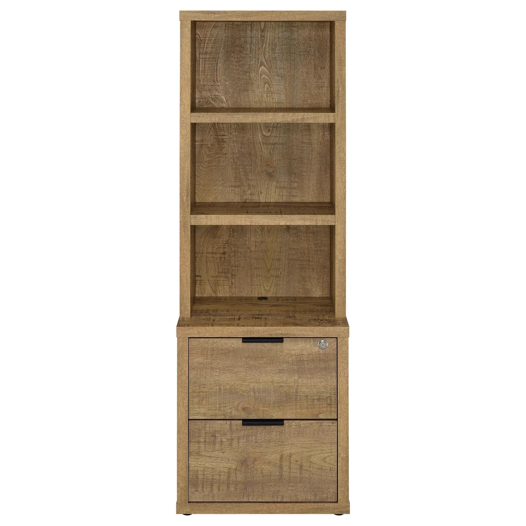 Westpark 3-shelf Bookcase USB and Lockable Drawer Mango by Unique Piece Furniture