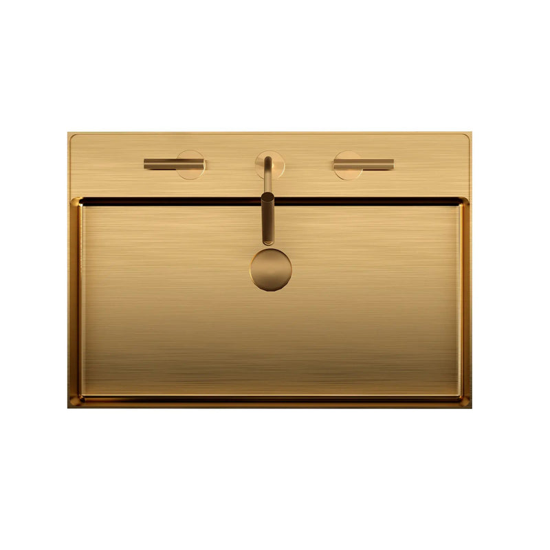 20"x14" Integrated Brushed Gold Stainless Steel Sink by HouseOfZazla