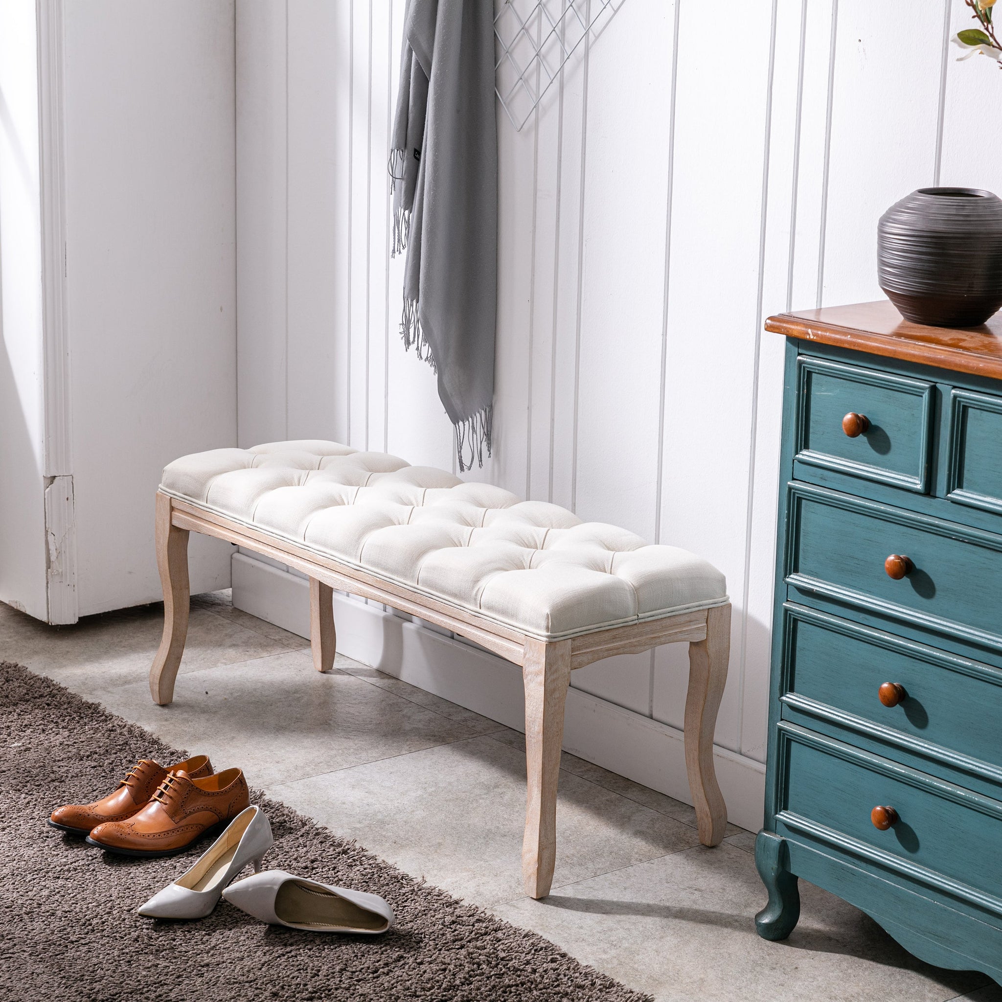 Bedroom Bench French Vintage Tufted Entryway Bench by HouseOfZazla