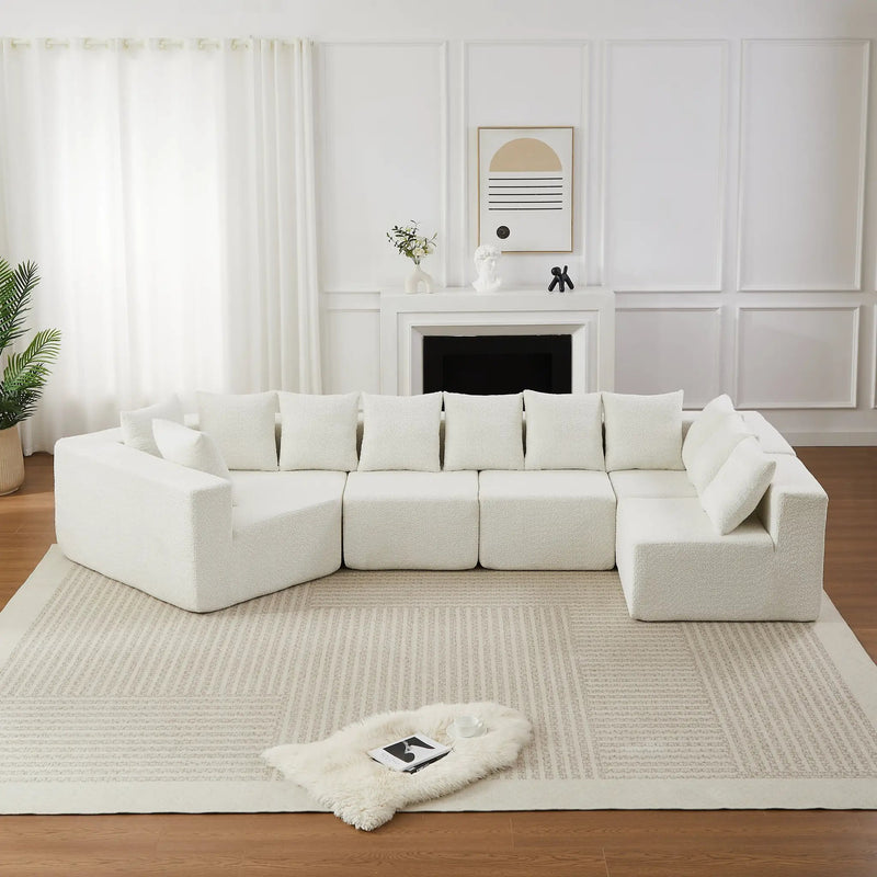 151.6-Inch Extra-Large L-Shaped Chenille Sectional Sofa by HouseOfZazla