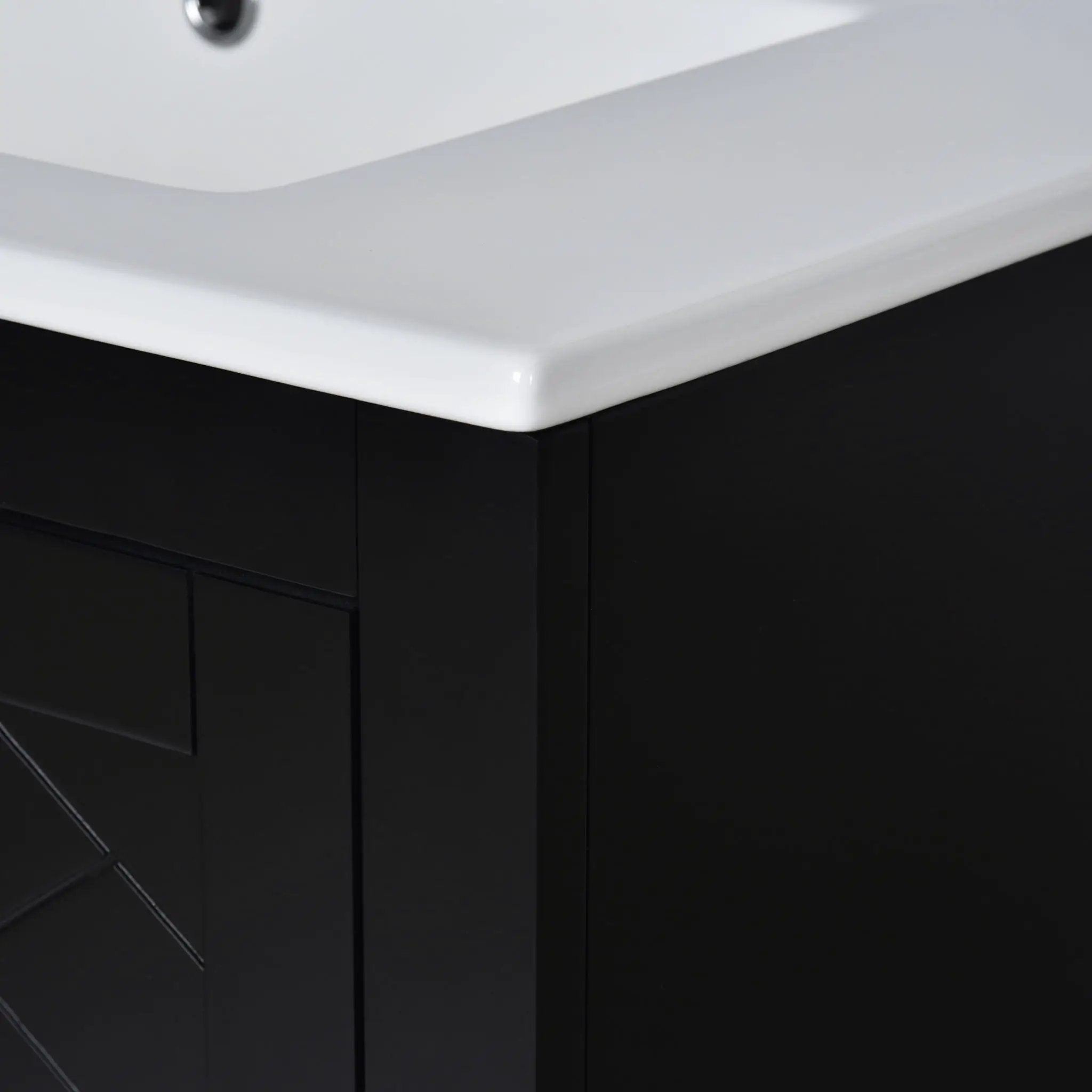 Ceramic Sink Combo, Freestanding Vanity Set With 3 Drawers & Soft Closing Doors by HouseOfZazla