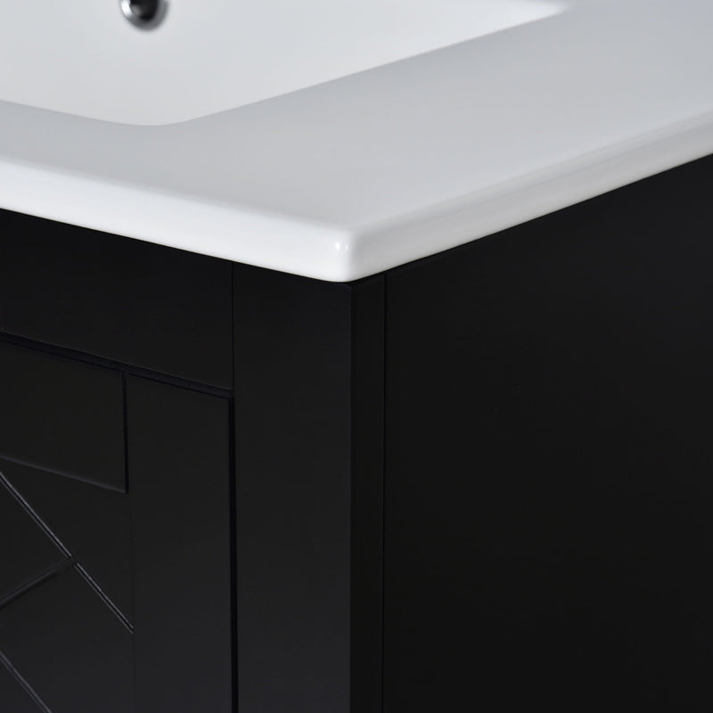 Ceramic Sink Combo, Freestanding Vanity Set With 3 Drawers & Soft Closing Doors by HouseOfZazla