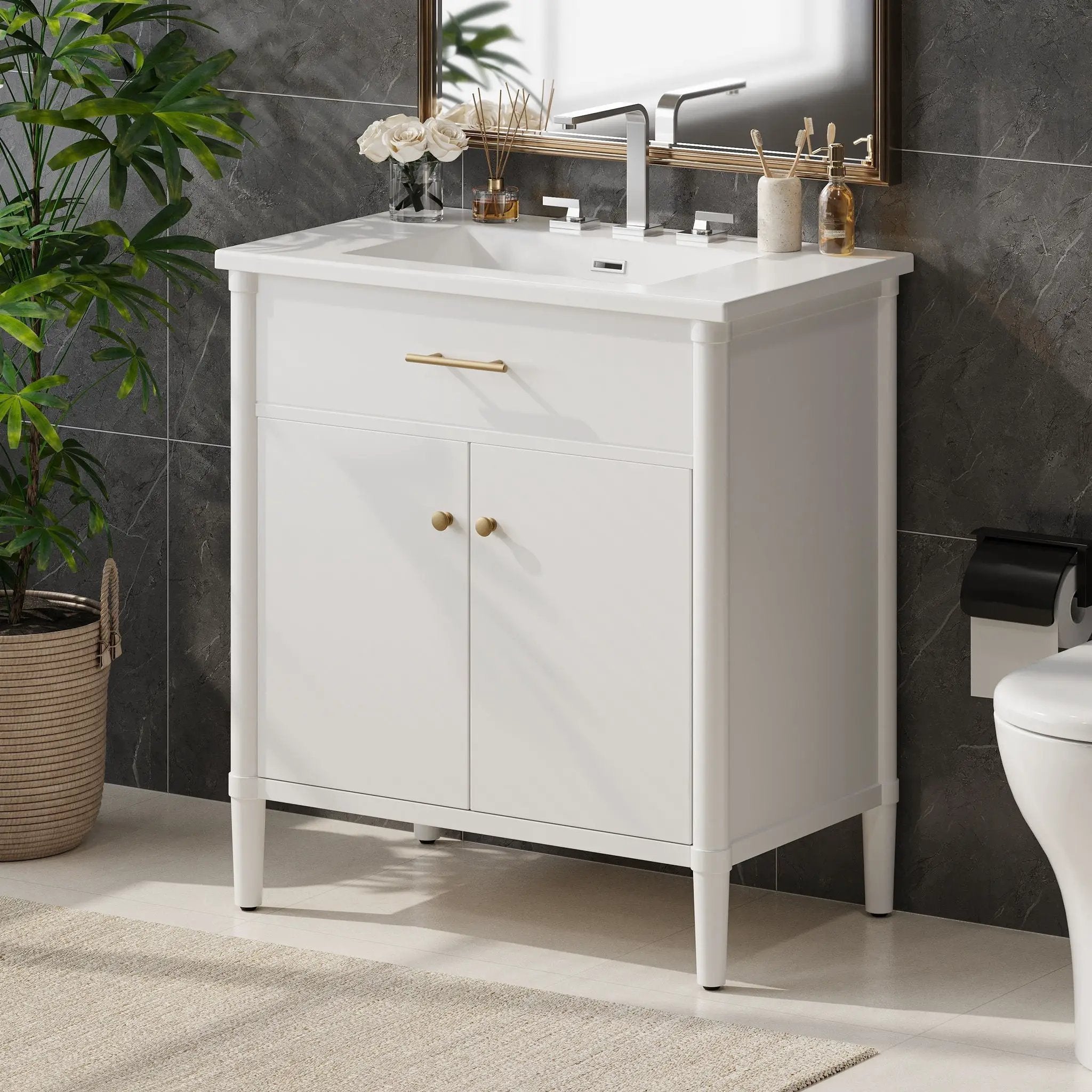 Bathroom Vanity With Sink, Soft Close Doors And Adjustable Shelf by HouseOfZazla