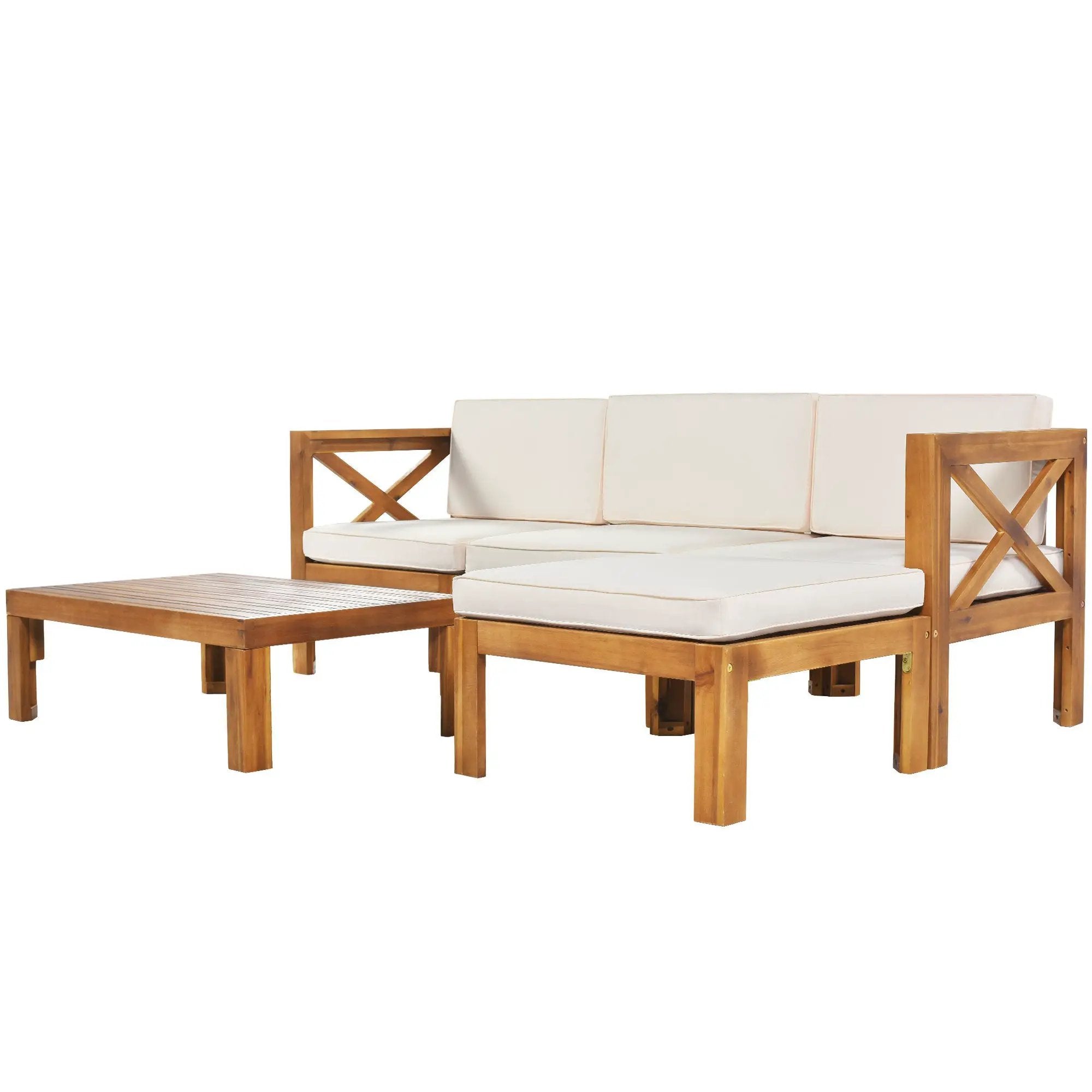 Topmax Outdoor Patio Wood 5-Piece Sectional Sofa Seating Group Set by HouseOfZazla