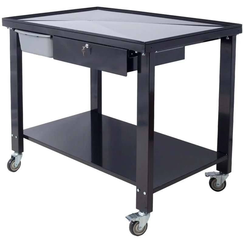 Transmission Teardown Work Station 1 / 2 Ton Capacity Sloping Drain Table Locking Drawer Removable Drain Basin Full-Width Lower Shelf Four 4" Caster Wheels by HouseOfZazla