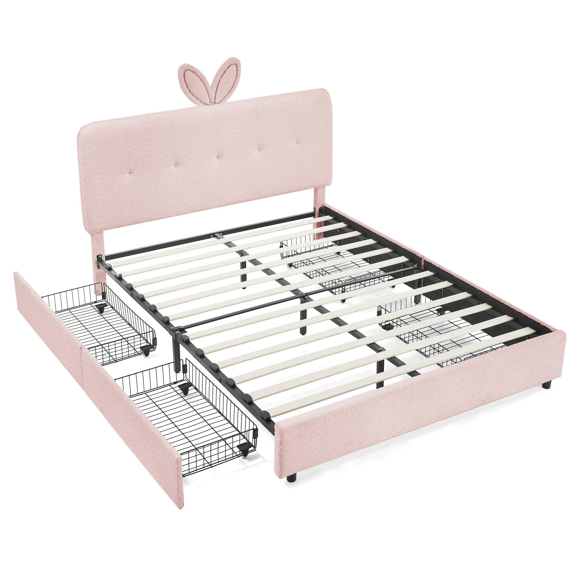 Full Size Kids Upholstered Bed with Oversized Rabbit Ear Headboard by HouseOfZazla