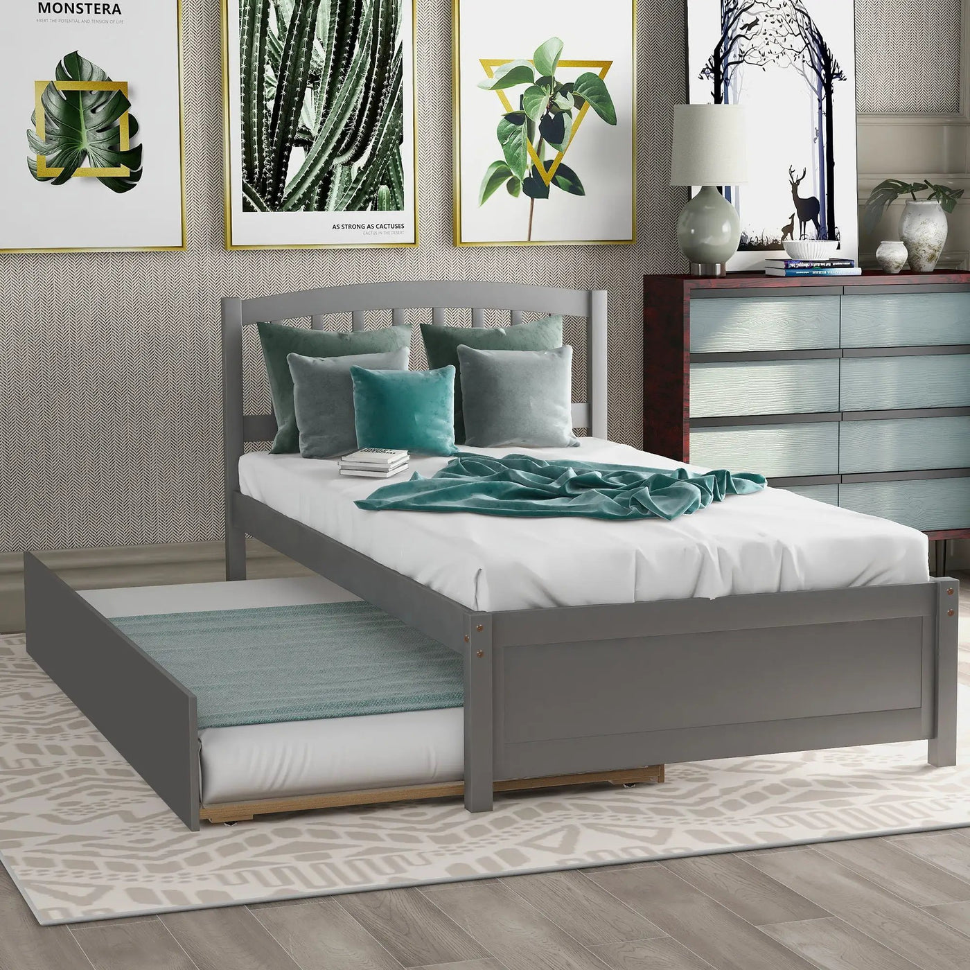 Platform Bed Wood Bed Frame With Trundle by Unique Piece Furniture